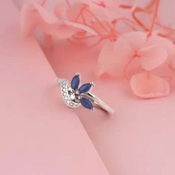 GIVA 925 Sterling Silver Blue Flare Ring Fixed Size For Women-image-32