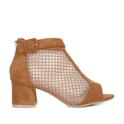 London Rag Women's Tan Peeptoe Boots-63