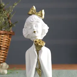 Tayhaa White & Golden Resin Lady Artpiece-image-24