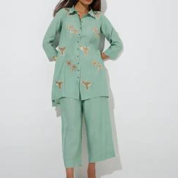 Vark by Westside Mint Embellished Tunic with Pants Set-image-16