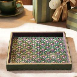 Pure Home and Living Green & Purple Mdf Dual Tone Printed Small Platter-image-57