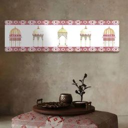 Art Street Maroon Canvas Indian Mughal Temple Motif Painting-32