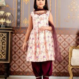 Aarika Girls Purple Embroidered Kurti Set-image-8