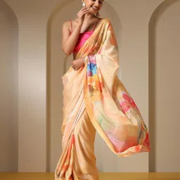 Swtantra Multicolor Printed Viscose Chinon Saree With Unstitched Self Blouse image 4