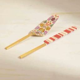 Freedom Tree Gypsy Rose Enamel Painted Ceramic Cake Server - Set of 2-20