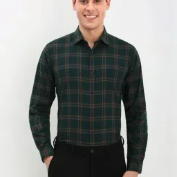 Allen Solly Green Slim Fit Checks Shirt-image-46