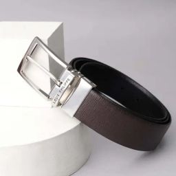 Louis Philippe Brown Leather Textured Formal Belt-picture-30