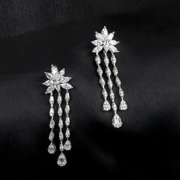 The Real Effect London Sonah Silver Florere Long Hanging Drop Earrings-image-2