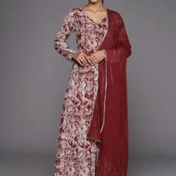 Varanga Maroon Printed Anarkali Kurta With Dupatta-picture-23