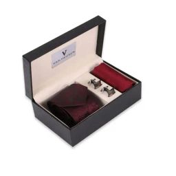 Van Heusen Maroon Embroidered Tie, Cufflinks and Pocket Square-image-57