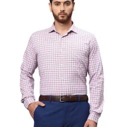 Park Avenue Red Slim Fit Check Cotton Shirt-image-37