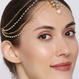 Oomph Gold Tone Kundan and Pearls Traditional Matha Patti-image-97