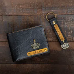 Personalized Classic PU Leather Wallet And Keychain Combo - Forest Green-image-61
