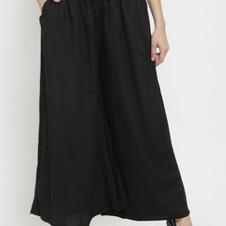 Clora Creation Women Black Solid Flared Palazzos-picture-15