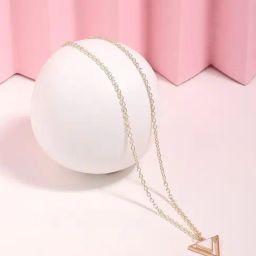 Zaveri Pearls off White Enamelled Contemporary Triangular Pendant & Chain-ZPFK16775-19