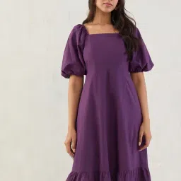 FEMMELLA Purple Regular Fit Solid Dress-image-63