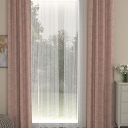 ROSARA HOME Nude-Coloured & White Set of 4 Long Door Curtains-27