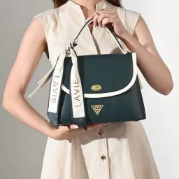 Lavie Green Color Block Satchel Handbag-25