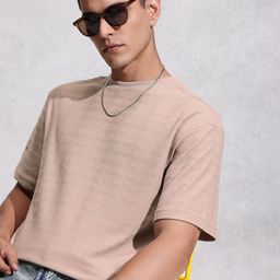 WROGN Self Design Textured Oversized T-shirt-image-64