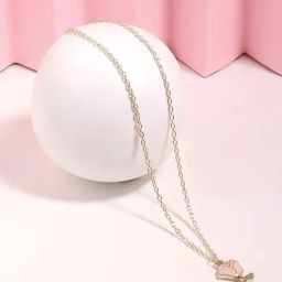 Zaveri Pearls Pink & Green Enamelled Beautiful Rose Contemporary Pendant & Chain-ZPFK16784-16