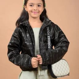 Crimsoune Club Girls Black Printed Jacket-image-78