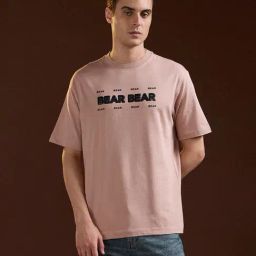 The Bear House Pink Oversized Typography T-Shirt-image-101