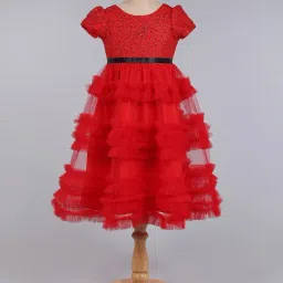 Many Frocks Kids Red Embellished Gown-image-84