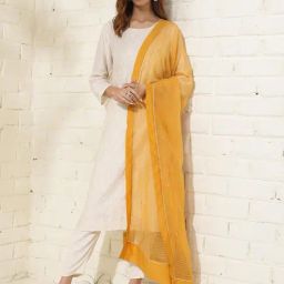 Fabindia Yellow Embroidered Dupatta-image-81