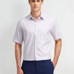 Arrow Violet Cotton Regular Fit Striped Shirt-picture-9