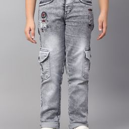 BAESD Boys Mid-Rise Clean Look Heavy Fade Cargo Style Cotton Jeans-image-21