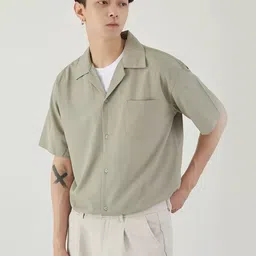 StyleCast Men Solid Cuban Collar Cotton Casual Shirt-image-35