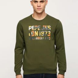 Pepe Jeans Olive Green Regular Fit Printed Sweatshirt-image-103