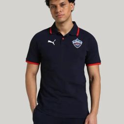 Puma Blue Cotton Regular Fit Printed Sports Polo-image-16