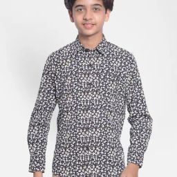 Crimsoune Club Kids Navy Floral Print Full Sleeves Shirt-picture-20