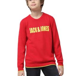 Jack & Jones Junior Mars Red Cotton Logo Full Sleeves Pullover-picture-15