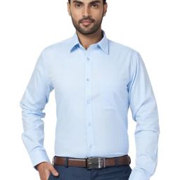 Raymond Blue Cotton Slim Fit Texture Shirt-image-18