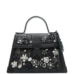 Aldo Black Embellished Medium Satchel Handbag-image-58