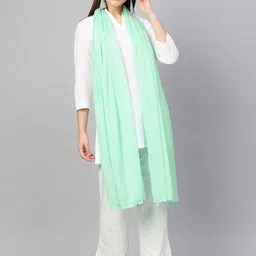 Biba Women Sea Green Pure Cotton Dupatta-picture-5