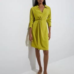 Wardrobe by Westside Lime Solid A-Line Dress-image-136
