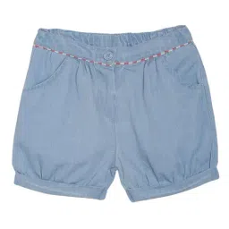 MINIKLUB Girls Light Blue Solid 1 Shorts-picture-5