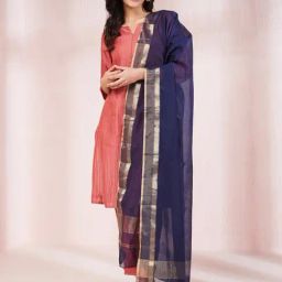 Fabindia Navy Woven Pattern Dupatta-picture-0