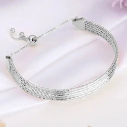 Elegance in Lines Rhodium Plated 925 Sterling Silver Five-Line Bracelet-42