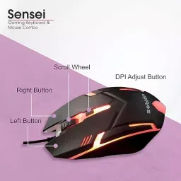 Zebion Wired Gaming Keyboard Mouse Combo Wireless Connectivity with RGB Lights, ITD108 image 3
