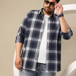 Sztori Plus Size Premium Tartan Checked Pure Cotton Casual Shirt-image-93