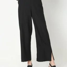 Vero Moda Black Relaxed Fit High Rise Pants-image-64