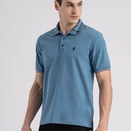 Red Tape Blue Regular Fit Self Pattern Polo T-Shirt-picture-4