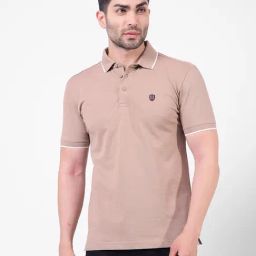 Numero Uno Beige Cotton Regular Fit Polo T-Shirt-image-10