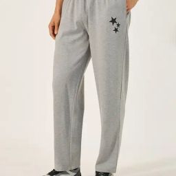 Styli Grey Cotton Relaxed Fit Printed Track Pants-image-104