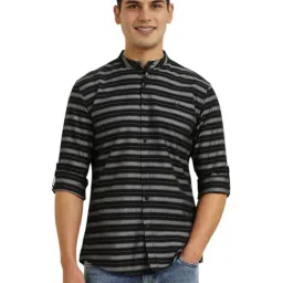 Allen Solly Black Cotton Regular Fit Striped Shirt-image-98