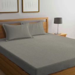 Klotthe Grey 300 TC Cotton Blend Double Bed Sheet with 2 Pillow Covers-image-35